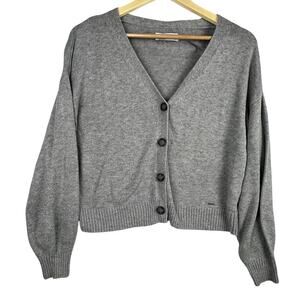 Y2K Hollister California Gray Thin Long Sleeve Cardigan Sweater Small